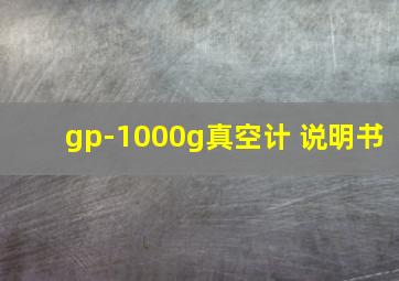 gp-1000g真空计 说明书